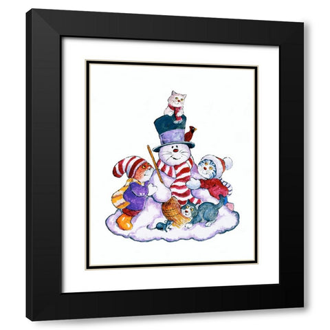 Winter Cats Black Modern Wood Framed Art Print with Double Matting by Bell, Bill