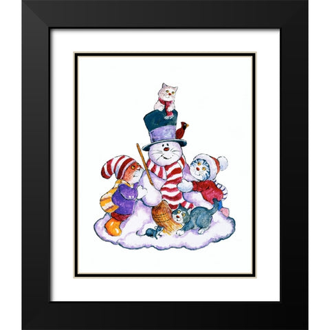 Winter Cats Black Modern Wood Framed Art Print with Double Matting by Bell, Bill