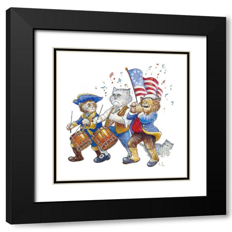 Revolutionary Cats Black Modern Wood Framed Art Print with Double Matting by Bell, Bill