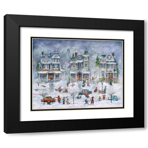 Snowy Streets Black Modern Wood Framed Art Print with Double Matting by Bell, Bill