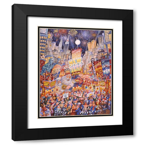 Happy New Year 2000 Black Modern Wood Framed Art Print with Double Matting by Bell, Bill