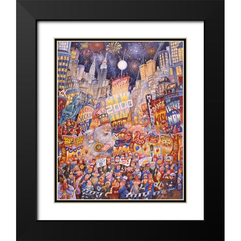 Happy New Year 2000 Black Modern Wood Framed Art Print with Double Matting by Bell, Bill