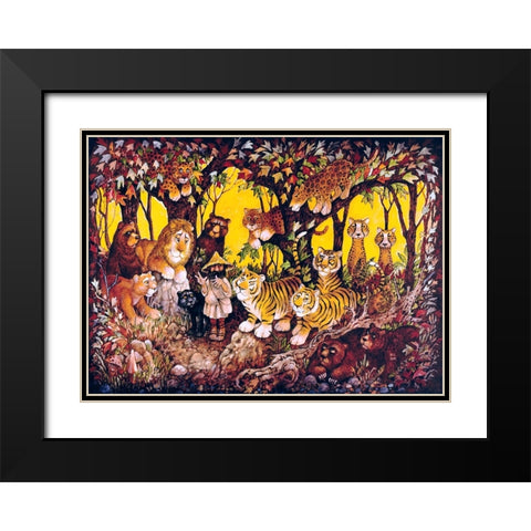 Noah - Lions-Tigers-Bears Black Modern Wood Framed Art Print with Double Matting by Bell, Bill