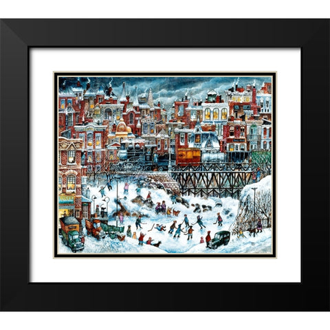 Hockey Night Black Modern Wood Framed Art Print with Double Matting by Bell, Bill