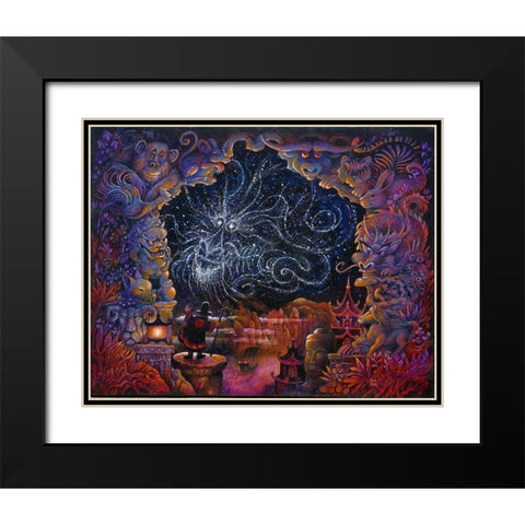 Dragon Chinois Black Modern Wood Framed Art Print with Double Matting by Bell, Bill