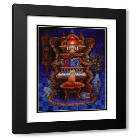 Classical Cats Black Modern Wood Framed Art Print with Double Matting by Bell, Bill