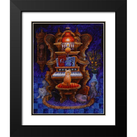 Classical Cats Black Modern Wood Framed Art Print with Double Matting by Bell, Bill