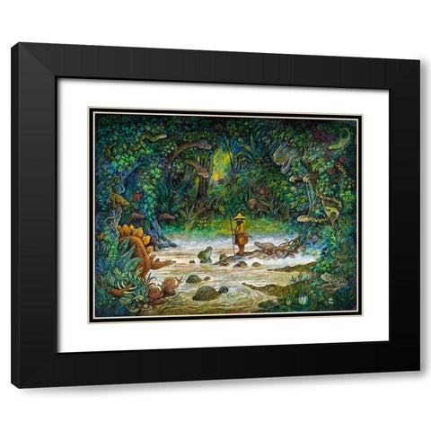 Noah And The Swamp Things Black Modern Wood Framed Art Print with Double Matting by Bell, Bill