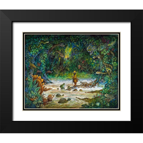 Noah And The Swamp Things Black Modern Wood Framed Art Print with Double Matting by Bell, Bill