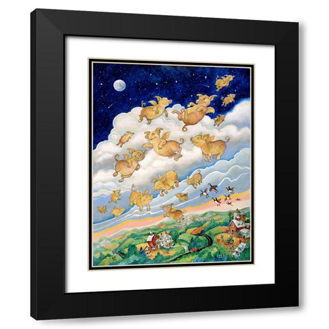 If Pigs Could Fly Black Modern Wood Framed Art Print with Double Matting by Bell, Bill