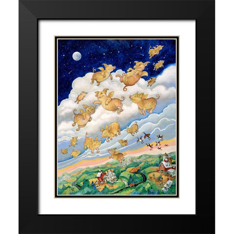 If Pigs Could Fly Black Modern Wood Framed Art Print with Double Matting by Bell, Bill