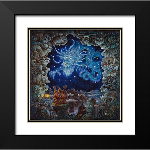 Star Dragon Black Modern Wood Framed Art Print with Double Matting by Bell, Bill
