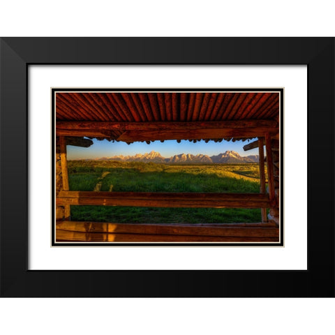 Breezeway View Of The Grand Tetons Black Modern Wood Framed Art Print with Double Matting by Sherrell, Bill