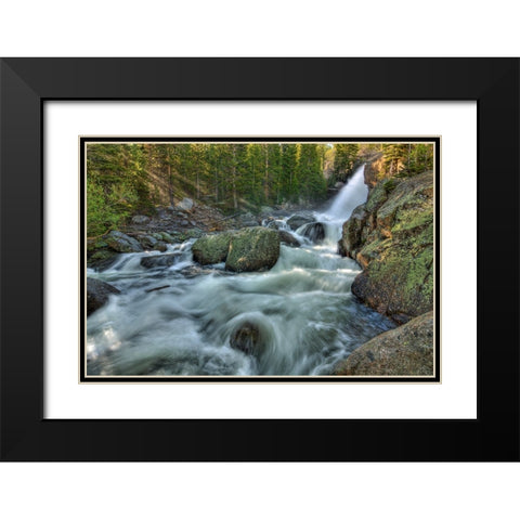 First Rays Over Alberta Falls Black Modern Wood Framed Art Print with Double Matting by Sherrell, Bill