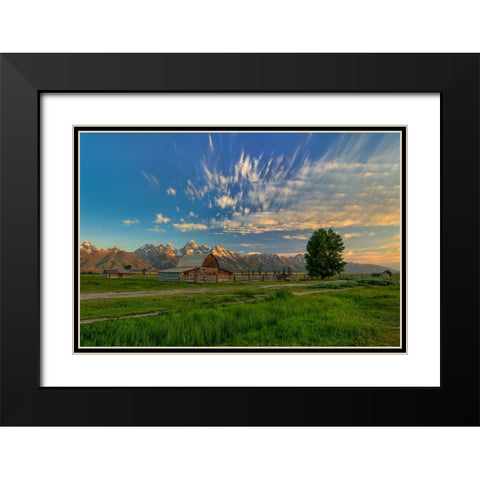Golden Teton Morning Black Modern Wood Framed Art Print with Double Matting by Sherrell, Bill