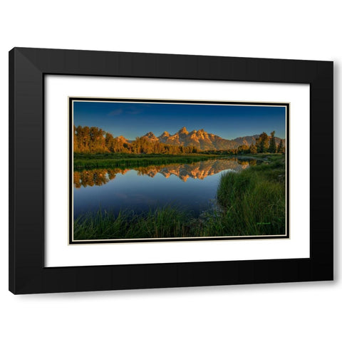 On Golden Pond Black Modern Wood Framed Art Print with Double Matting by Sherrell, Bill