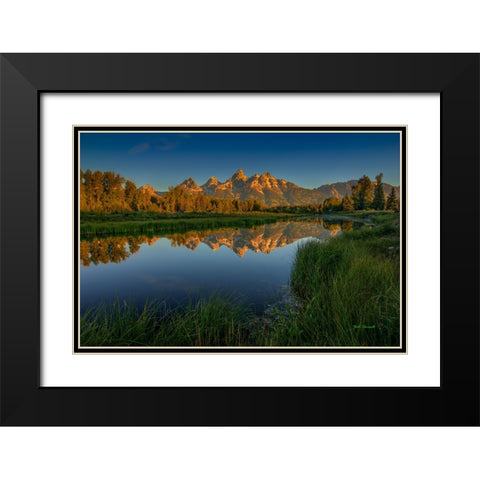 On Golden Pond Black Modern Wood Framed Art Print with Double Matting by Sherrell, Bill
