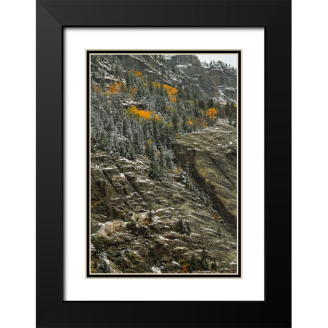 Outlines And Color Slivers Black Modern Wood Framed Art Print with Double Matting by Sherrell, Bill