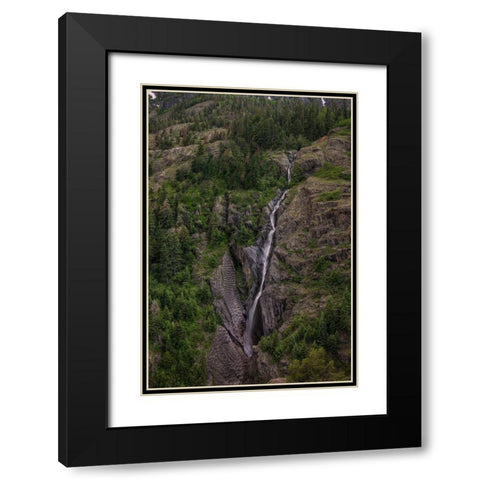 Ribbon Falls Black Modern Wood Framed Art Print with Double Matting by Sherrell, Bill