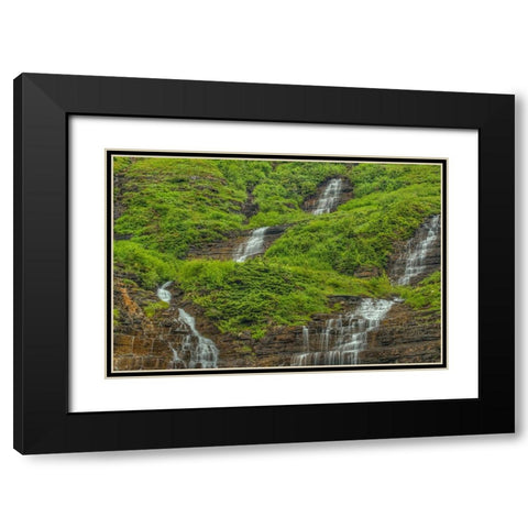 Waterfall Encounter Black Modern Wood Framed Art Print with Double Matting by Sherrell, Bill