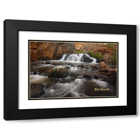 Waterfall Journey Black Modern Wood Framed Art Print with Double Matting by Sherrell, Bill