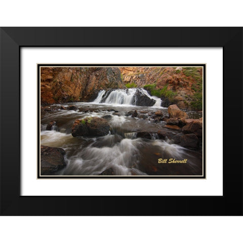 Waterfall Journey Black Modern Wood Framed Art Print with Double Matting by Sherrell, Bill