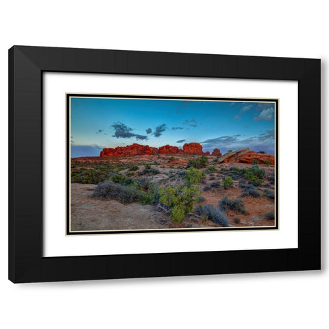 A Utah Rock And Glow Sunset Black Modern Wood Framed Art Print with Double Matting by Sherrell, Bill
