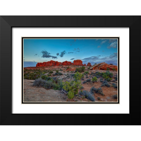 A Utah Rock And Glow Sunset Black Modern Wood Framed Art Print with Double Matting by Sherrell, Bill