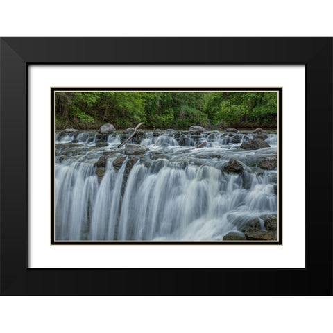 Cascades Black Modern Wood Framed Art Print with Double Matting by Sherrell, Bill