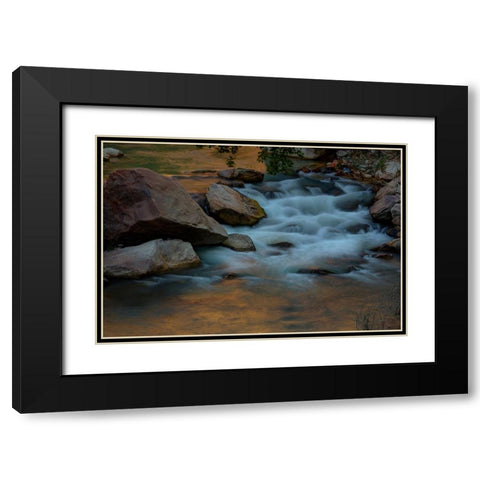 Cascading Water Black Modern Wood Framed Art Print with Double Matting by Sherrell, Bill