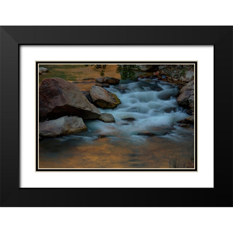 Cascading Water Black Modern Wood Framed Art Print with Double Matting by Sherrell, Bill