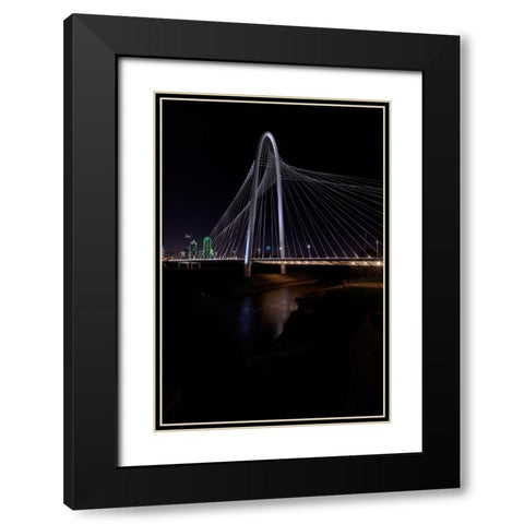 Margaret Hunt Hill Bridge and Dallas Skyline Black Modern Wood Framed Art Print with Double Matting by Sherrell, Bill