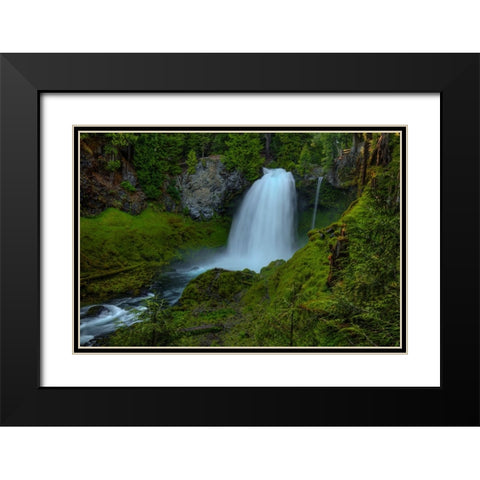 Sahalie Falls Black Modern Wood Framed Art Print with Double Matting by Sherrell, Bill