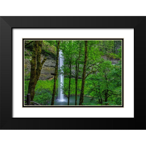 Silver Falls-Oregon 2 Black Modern Wood Framed Art Print with Double Matting by Sherrell, Bill