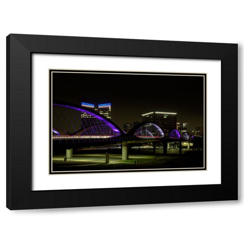 The West 7th Street Bridge-Fort Worth,Texas Black Modern Wood Framed Art Print with Double Matting by Sherrell, Bill