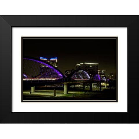 The West 7th Street Bridge-Fort Worth,Texas Black Modern Wood Framed Art Print with Double Matting by Sherrell, Bill