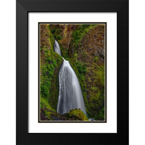 Wahkeena Falls Black Modern Wood Framed Art Print with Double Matting by Sherrell, Bill