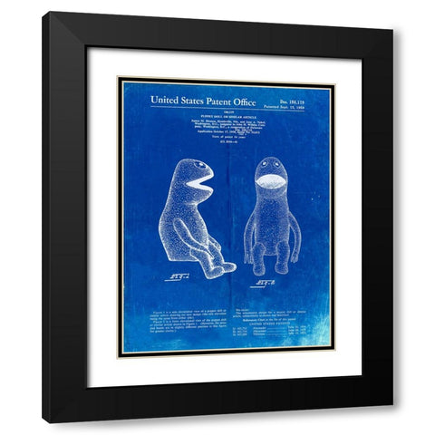 PP2-Faded Blueprint Wilkins Coffee Muppet Patent Poster Black Modern Wood Framed Art Print with Double Matting by Borders, Cole