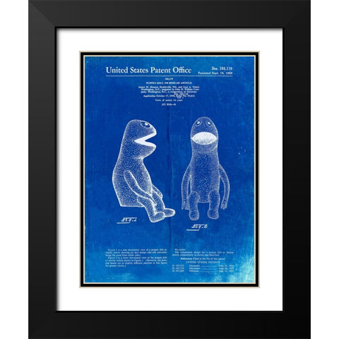 PP2-Faded Blueprint Wilkins Coffee Muppet Patent Poster Black Modern Wood Framed Art Print with Double Matting by Borders, Cole