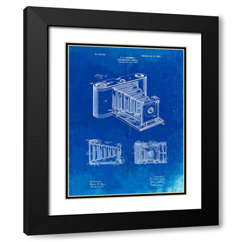 PP15-Faded Blueprint Kodak Pocket Folding Camera Patent Poster Black Modern Wood Framed Art Print with Double Matting by Borders, Cole