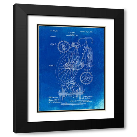 PP25-Faded Blueprint Eagle Quad Racing Bicycle Poster Black Modern Wood Framed Art Print with Double Matting by Borders, Cole