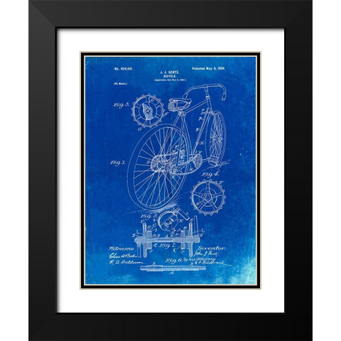 PP25-Faded Blueprint Eagle Quad Racing Bicycle Poster Black Modern Wood Framed Art Print with Double Matting by Borders, Cole
