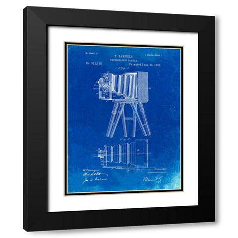 PP33-Faded Blueprint Iconic Photographic Camera 1885 Patent Poster Black Modern Wood Framed Art Print with Double Matting by Borders, Cole