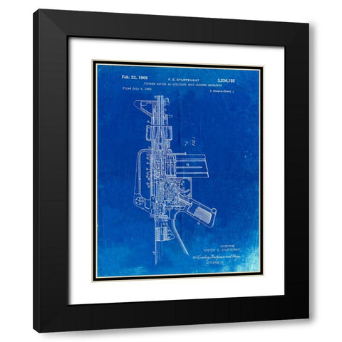 PP44-Faded Blueprint M-16 Rifle Patent Poster Black Modern Wood Framed Art Print with Double Matting by Borders, Cole