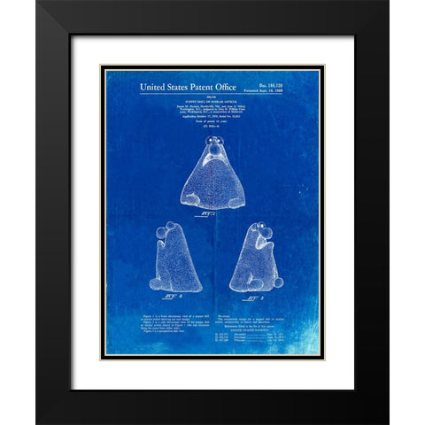 PP75-Faded Blueprint Wilkins Coffee (Wontkins) Muppet Patent Poster Black Modern Wood Framed Art Print with Double Matting by Borders, Cole