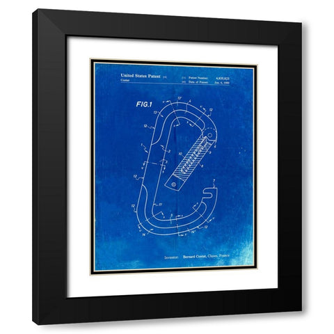 PP83-Faded Blueprint Oval Carabiner Patent Poster Black Modern Wood Framed Art Print with Double Matting by Borders, Cole