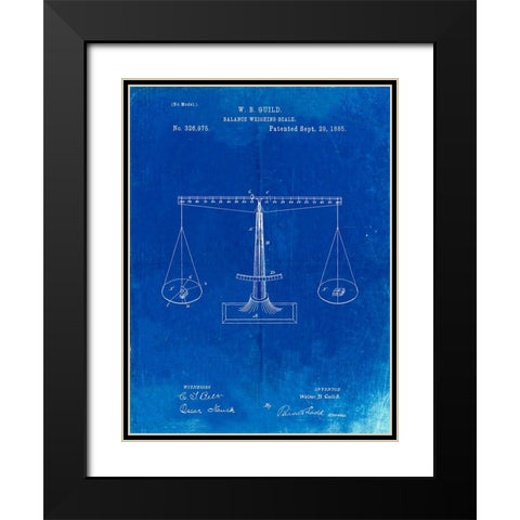 PP84-Faded Blueprint Scales of Justice Patent Poster Black Modern Wood Framed Art Print with Double Matting by Borders, Cole