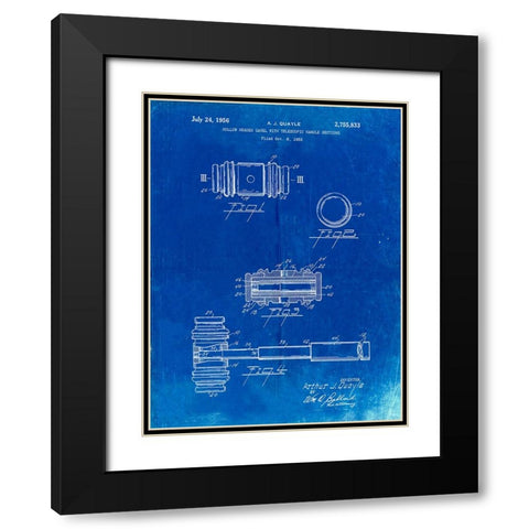 PP85-Faded Blueprint Gavel 1953 Patent Poster Black Modern Wood Framed Art Print with Double Matting by Borders, Cole