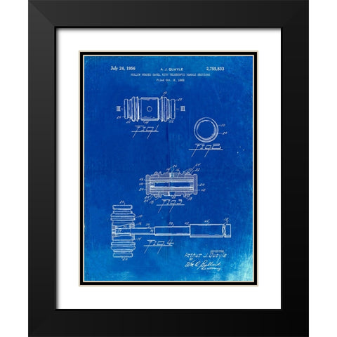PP85-Faded Blueprint Gavel 1953 Patent Poster Black Modern Wood Framed Art Print with Double Matting by Borders, Cole