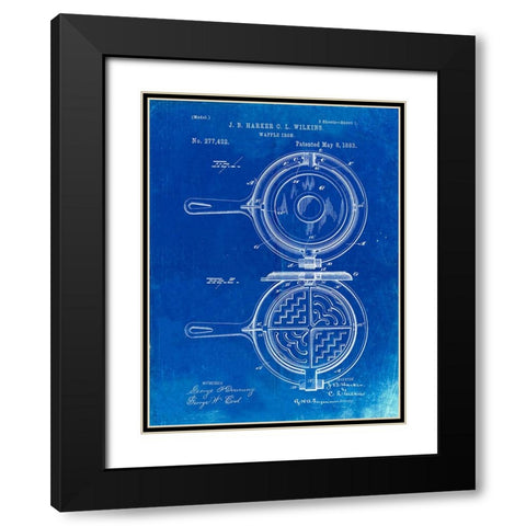 PP209-Faded Blueprint Waffle Iron Patent Poster Black Modern Wood Framed Art Print with Double Matting by Borders, Cole